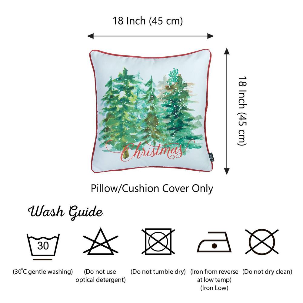 Set of 4 18" Christmas Trees Throw Pillow Cover in Multicolor - 376857. Picture 5