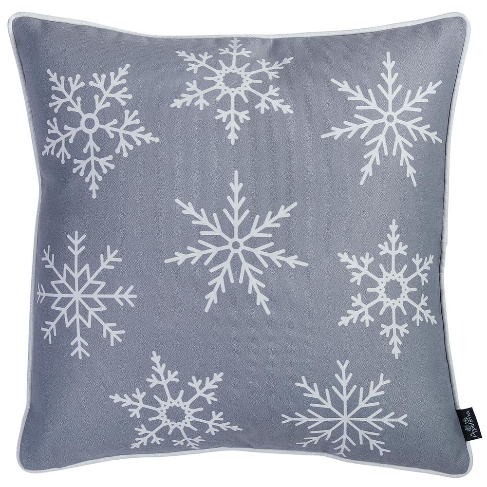 Set of 4 18" Christmas Snowflakes Throw Pillow Cover in Gray - 376860. Picture 4