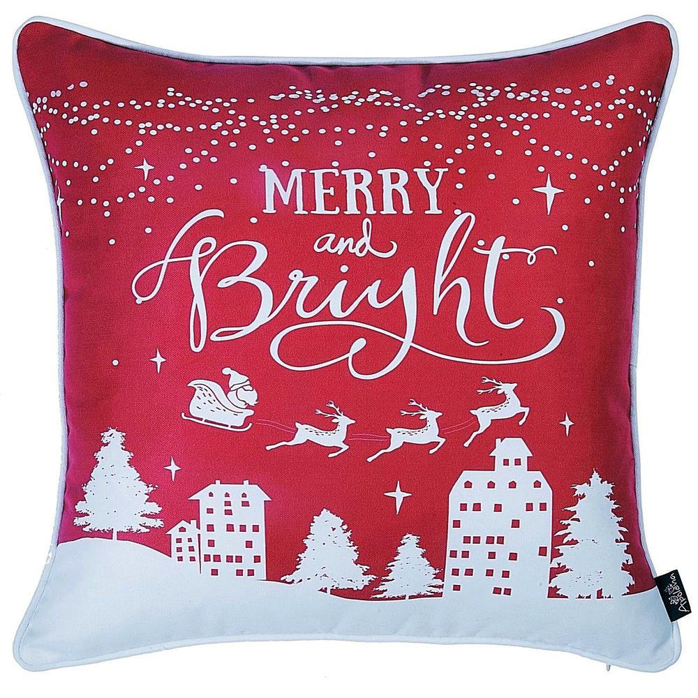 Set of 4 18" Christmas Merry Bright Throw Pillow Cover in Multicolor - 376861. Picture 3