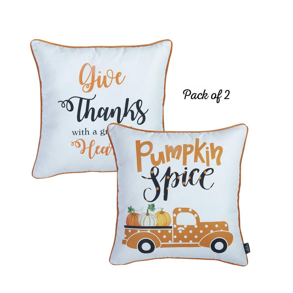Set of 4 18" Pumpkin Spice Throw Pillow Cover in Multicolor - 376864. Picture 2