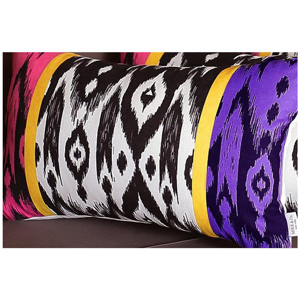 Set of 4 Purple and Pink Ikat Design Lumbar Pillow Covers - 376873. Picture 5