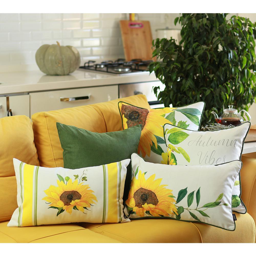 Set of 4 Sunflower Design Lumbar Pillow Covers - 376874. Picture 4