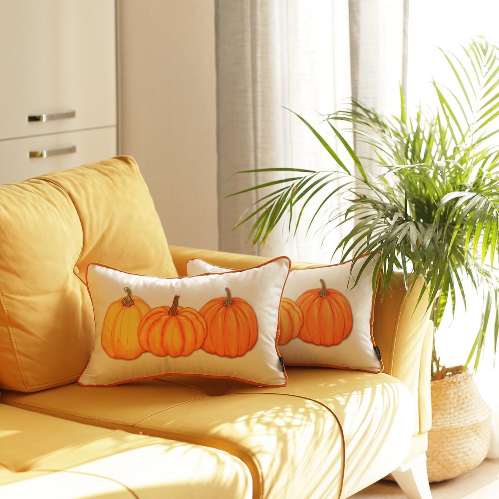 Set of 4 20" Thanksgiving Pumpkin Throw Pillow Cover in Multicolor - 376877. Picture 1