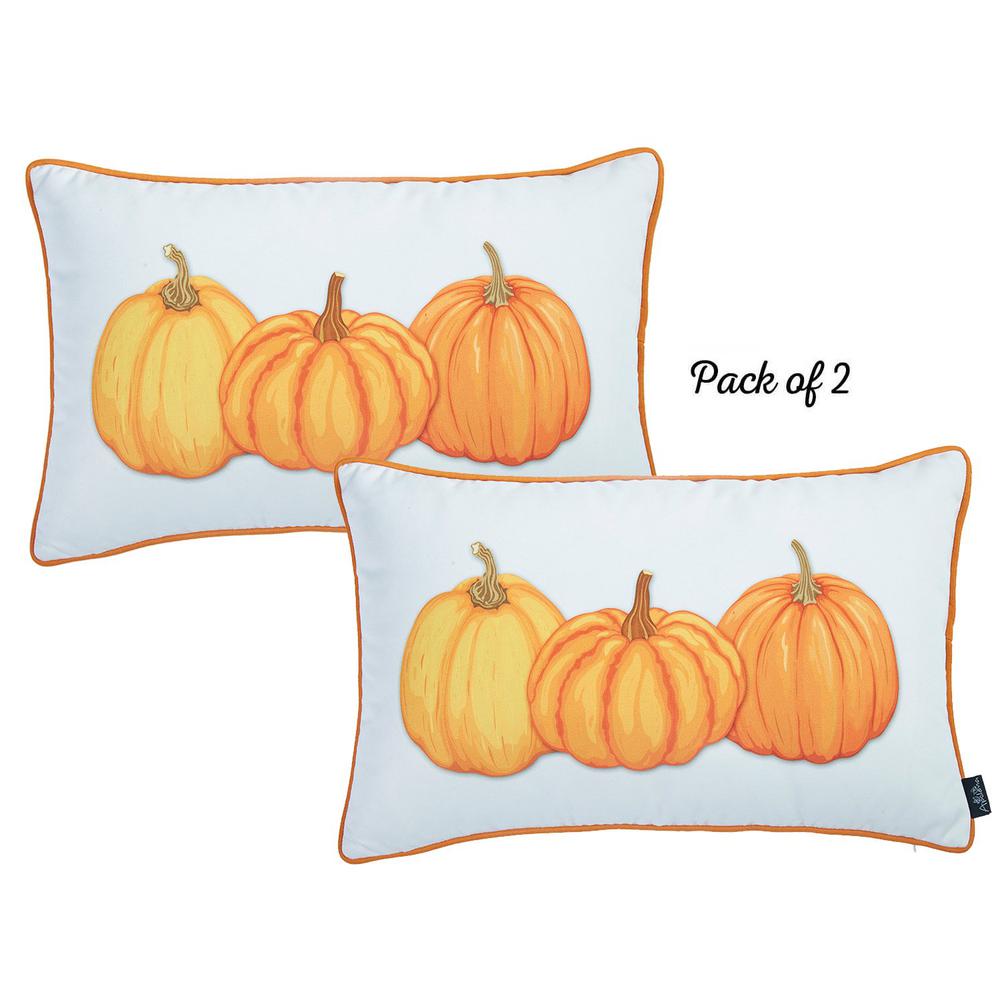 Set of 4 20" Thanksgiving Pumpkin Throw Pillow Cover in Multicolor - 376877. Picture 2