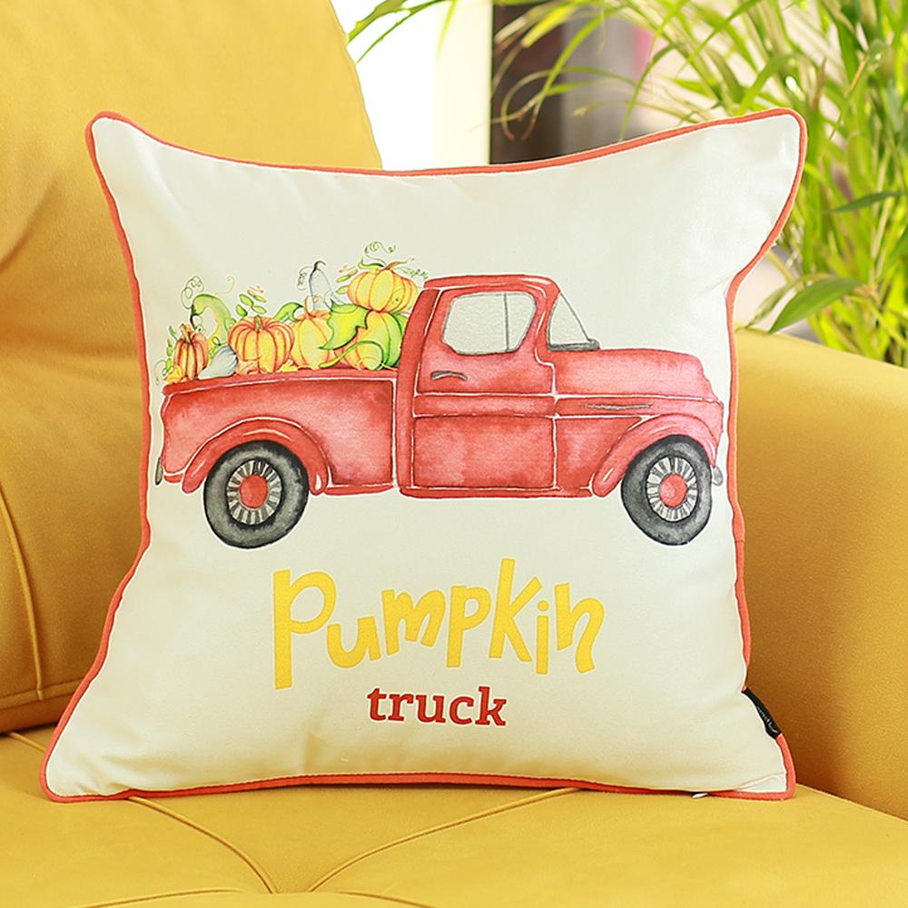Set of 2 18" Pumpkin Truck Throw Pillow Cover - 376881. Picture 2