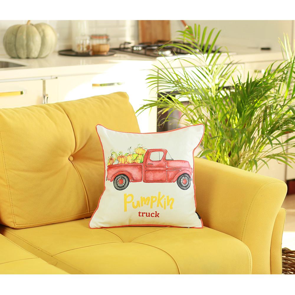 Set of 2 18" Pumpkin Truck Throw Pillow Cover - 376881. Picture 3