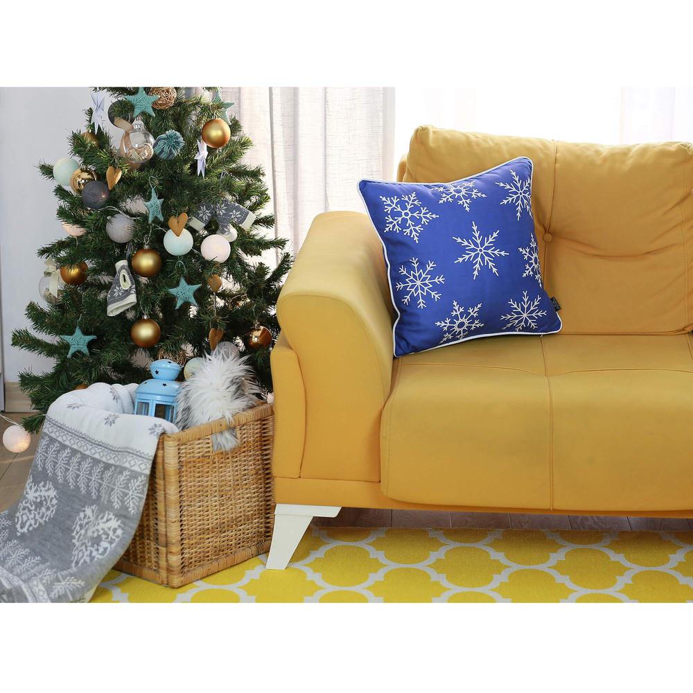 Set of 2 18" Christmas Snowflakes Throw Pillow Cover in Blue - 376885. Picture 4
