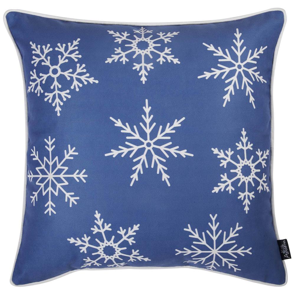 Set of 2 18" Christmas Snowflakes Throw Pillow Cover in Blue - 376885. Picture 5