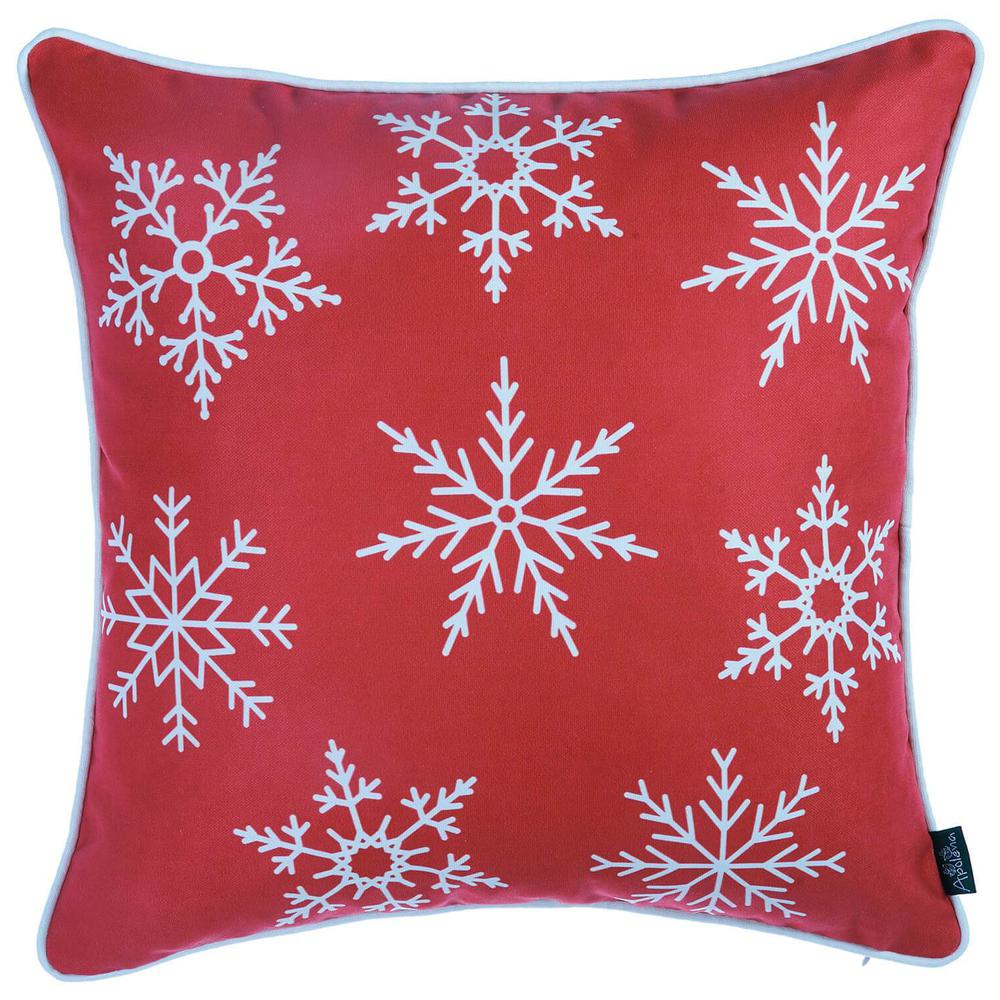Set of 2 18" Christmas Snowflakes Throw Pillow Cover in Red - 376886. Picture 5