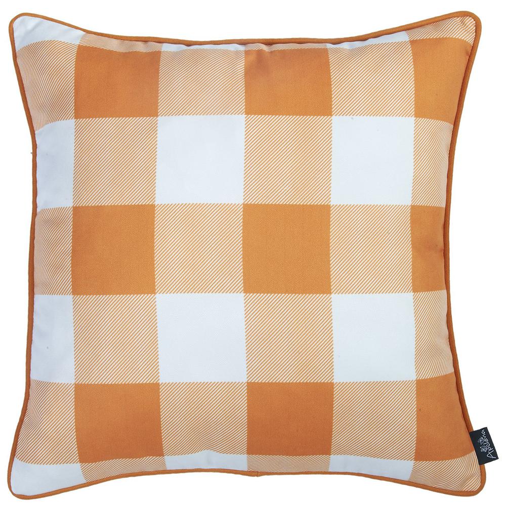 Set of 2 18"  Fall Season Pumpkin Gingham Throw Pillow Cover - 376893. Picture 3