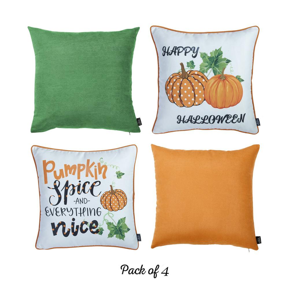 Set of 4 18" Fall Pumpkin Spice Harvest Throw Pillow Cover in Multicolor - 376895. Picture 2