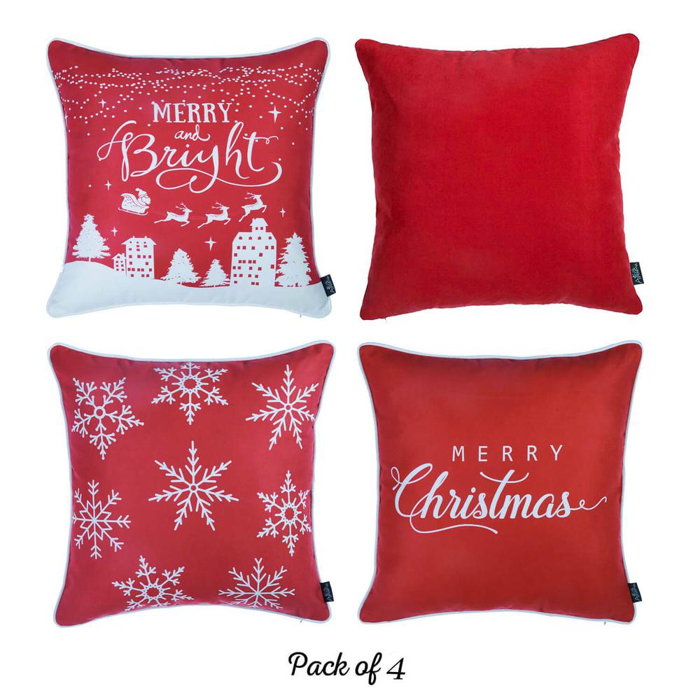 Set of 4 18" Merry Christmas Throw Pillow Cover in Multicolor - 376897. Picture 2