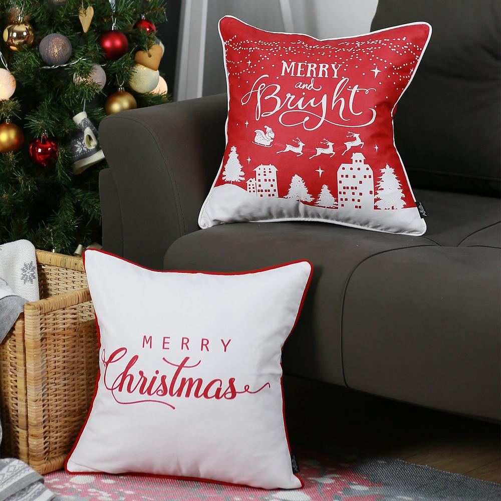 Set of 2 18" Merry Christmas Throw Pillow Cover - 376898. Picture 1