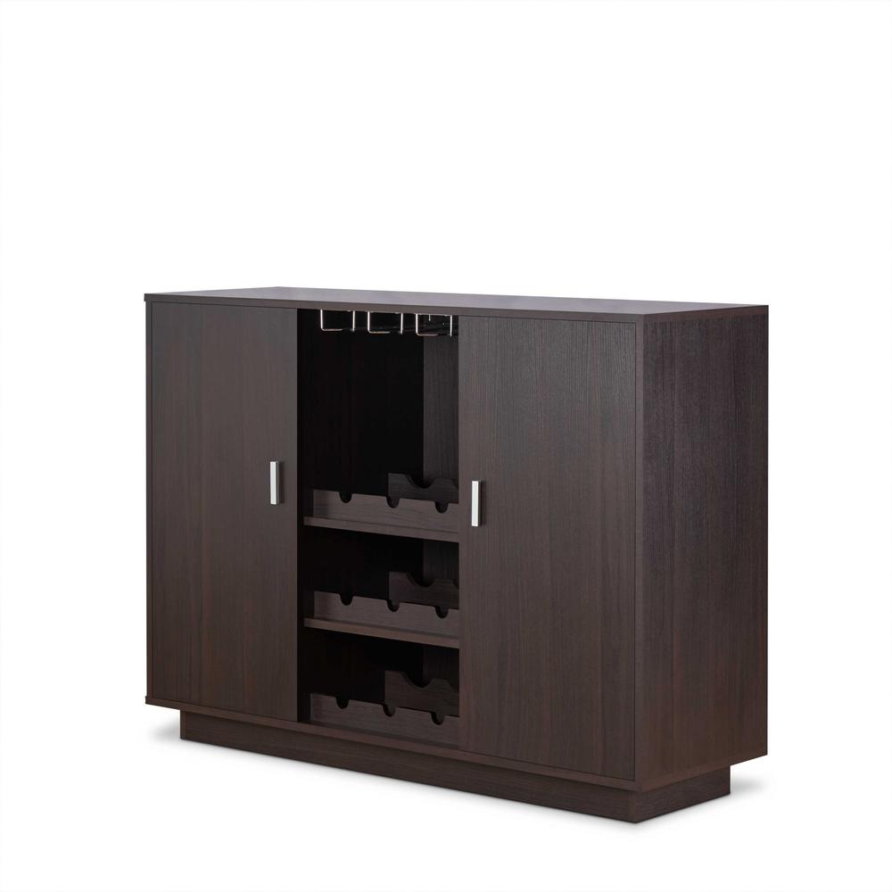 Espresso Wood Finish Wine and Stemware Cabinet - 376947. Picture 1