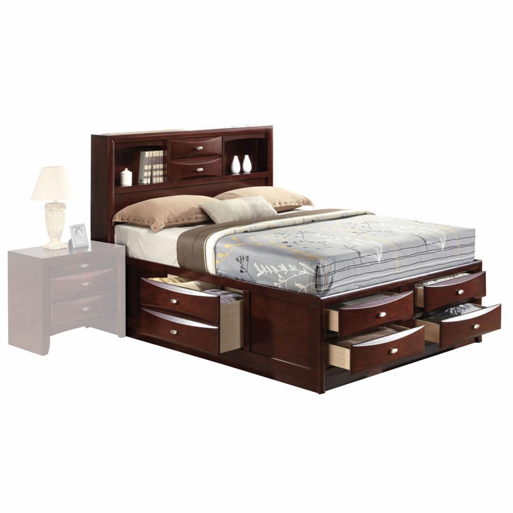 Espresso Finish Wood Multi-Drawer Platform King Bed with Pull out Tray - 376949. Picture 1