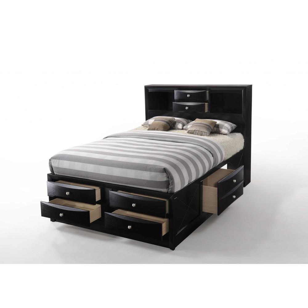 Black Multii-Drawer Wood Platform King  Bed with Pull out Tray - 376950. Picture 2