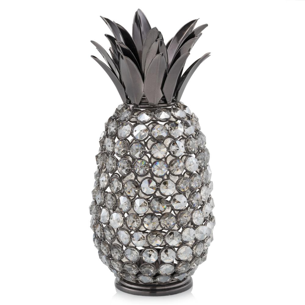 11" Faux Crystal Black and Nickel Pineapple Sculpture - 379766. Picture 1