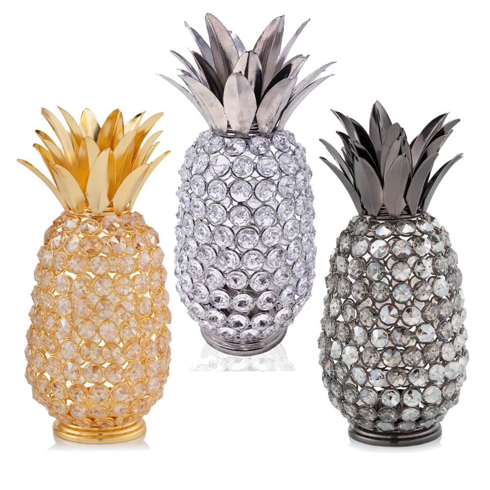 11" Faux Crystal Black and Nickel Pineapple Sculpture - 379766. Picture 2