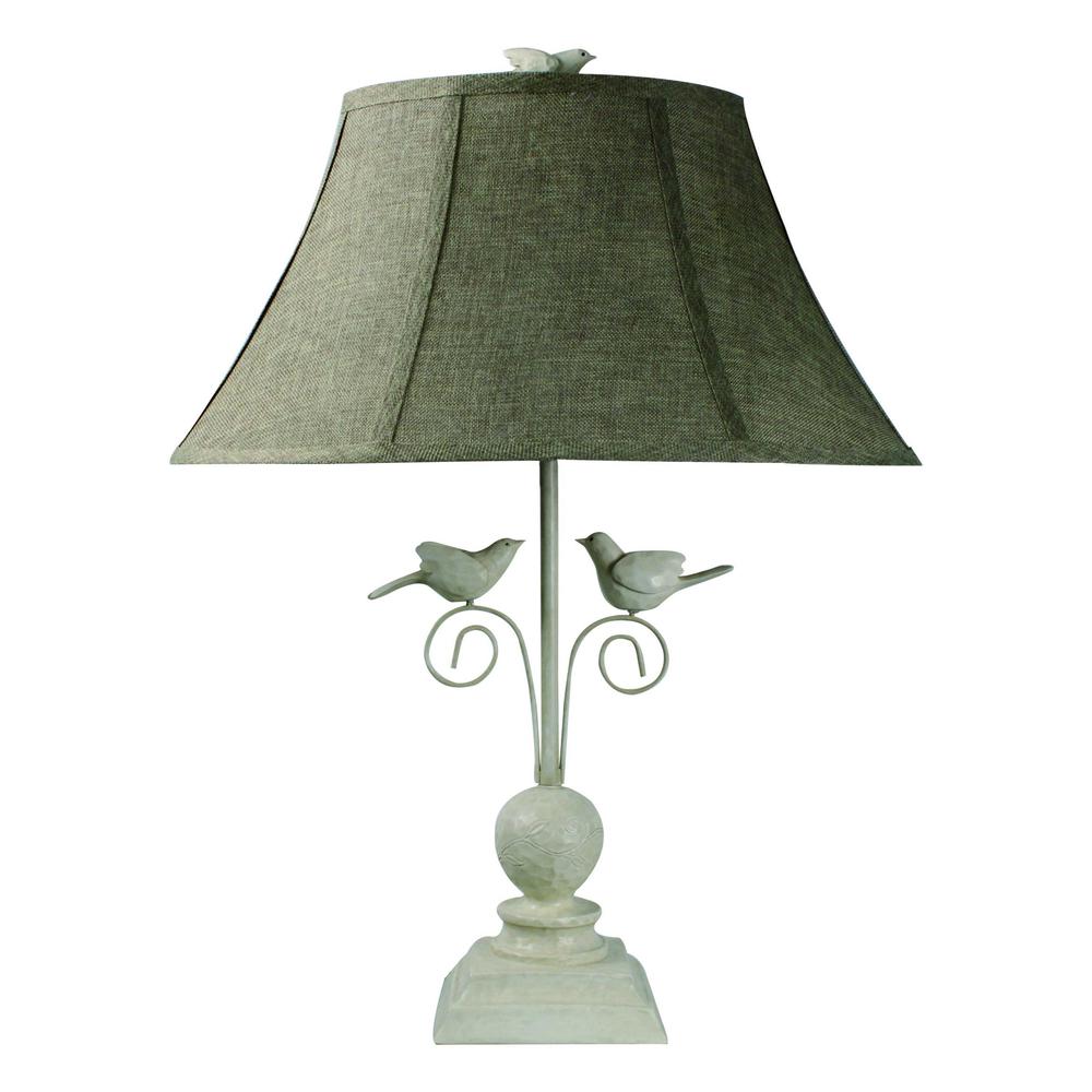 Cheerful White Table Lamp with 3D White Birds - 379777. Picture 1