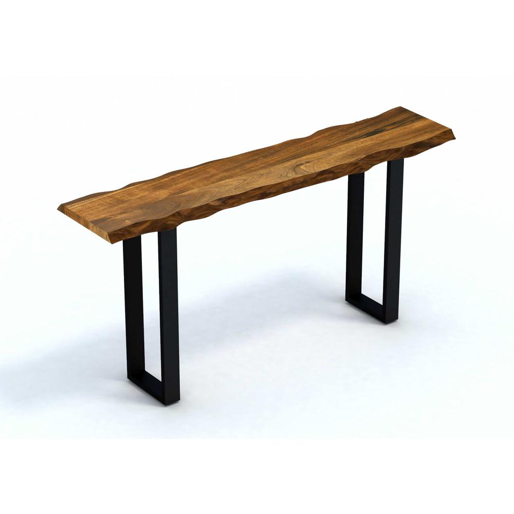 Live Edge Acacia Wood Console Table with Black Metal Legs - 379799. Picture 1