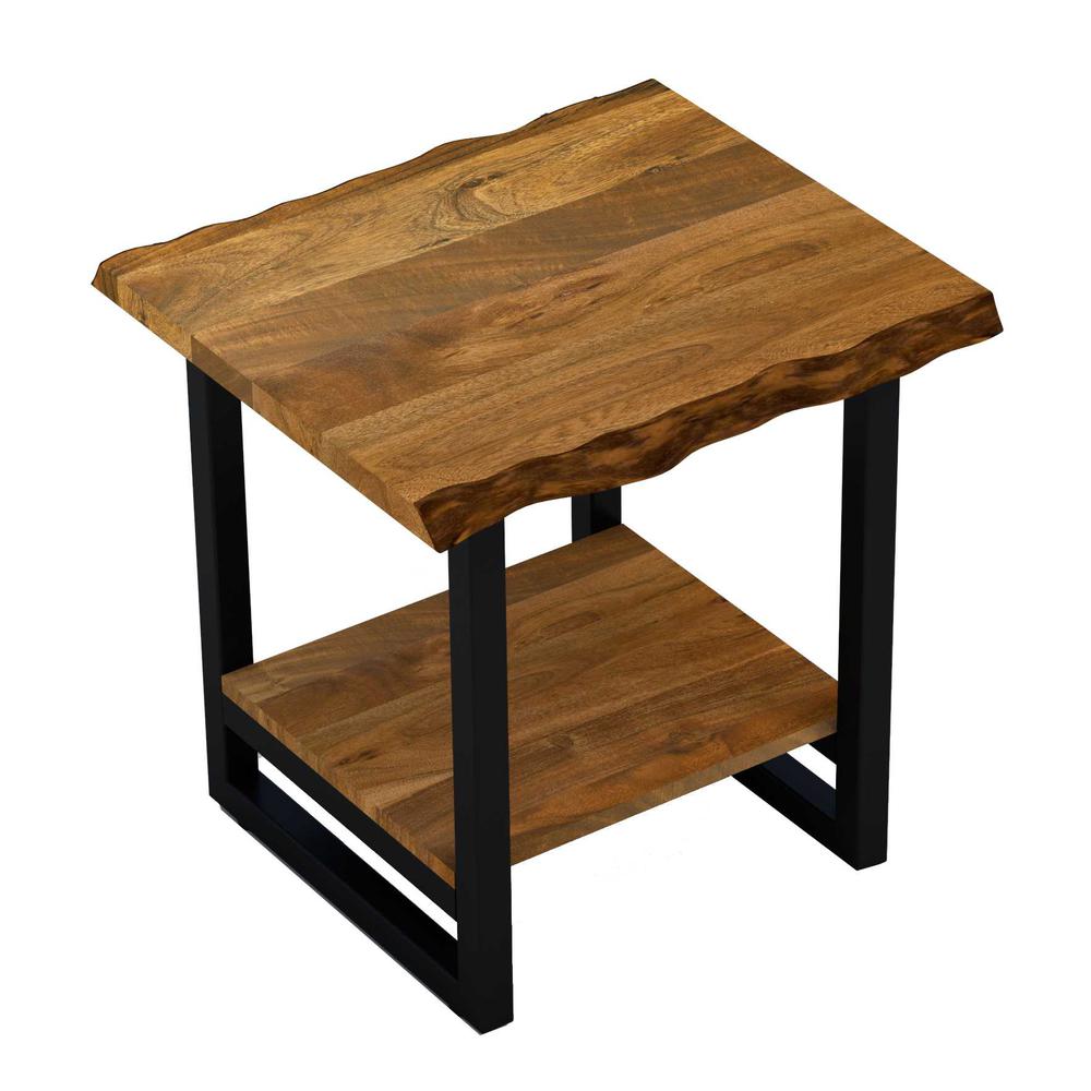 Modern Rustic Live Edge Acacia Wood End Table. Picture 1