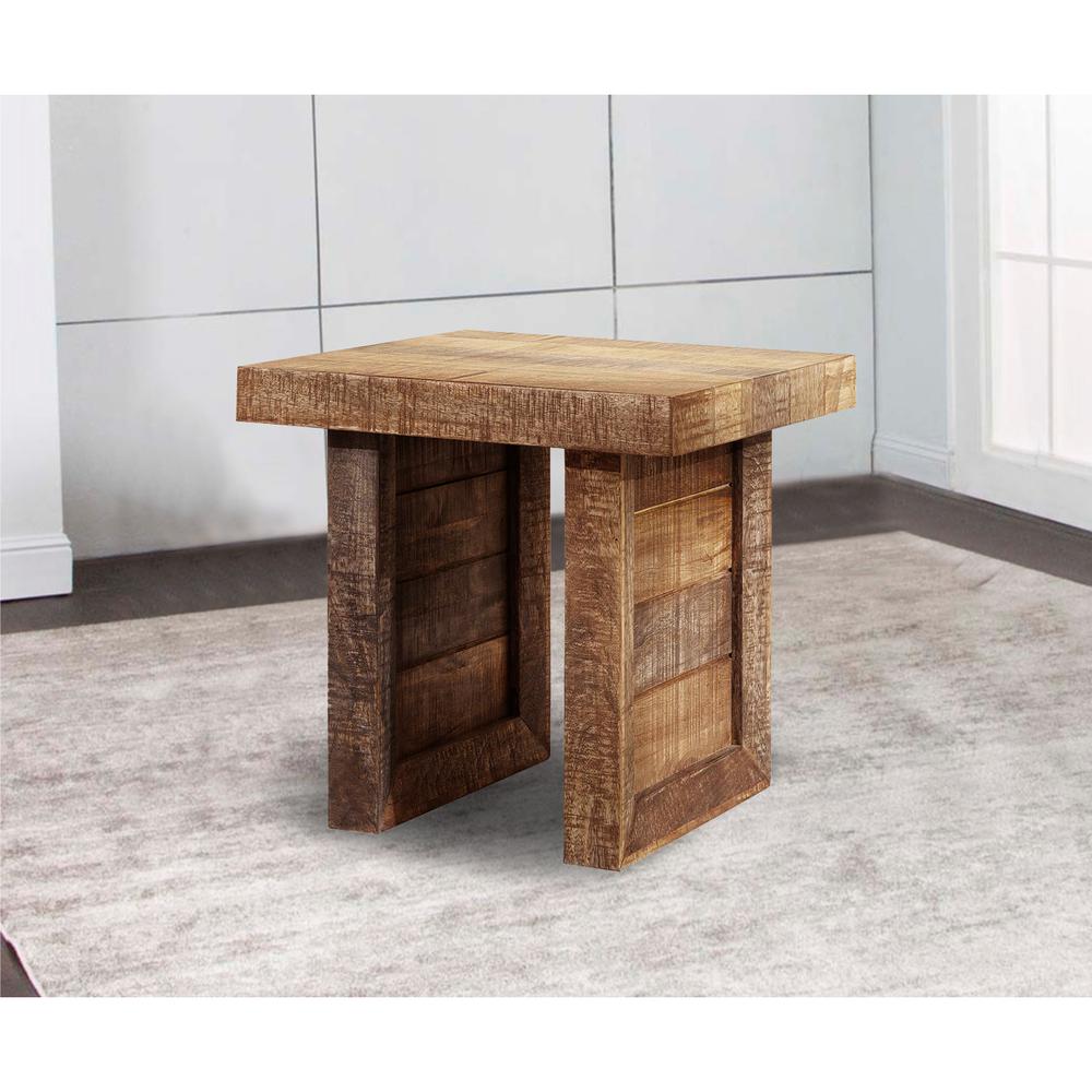 Solid Wood Butcher Block Style End or Side Table. Picture 2