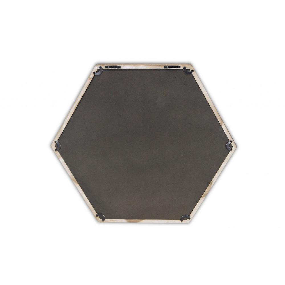 Modern Natural Wood Finish Hexagonal Wall Mirror - 379820. Picture 4