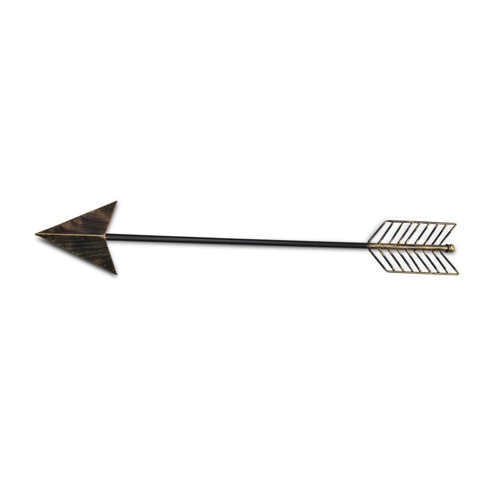 Burnished Dark Brown and Gold Tone Metal Arrow Wall Decor - 379826. Picture 1