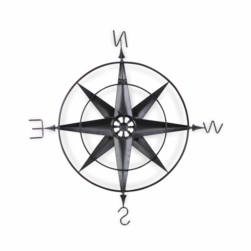Black Metal Wall Decor Compass with Gold Center Accents - 379829. Picture 4