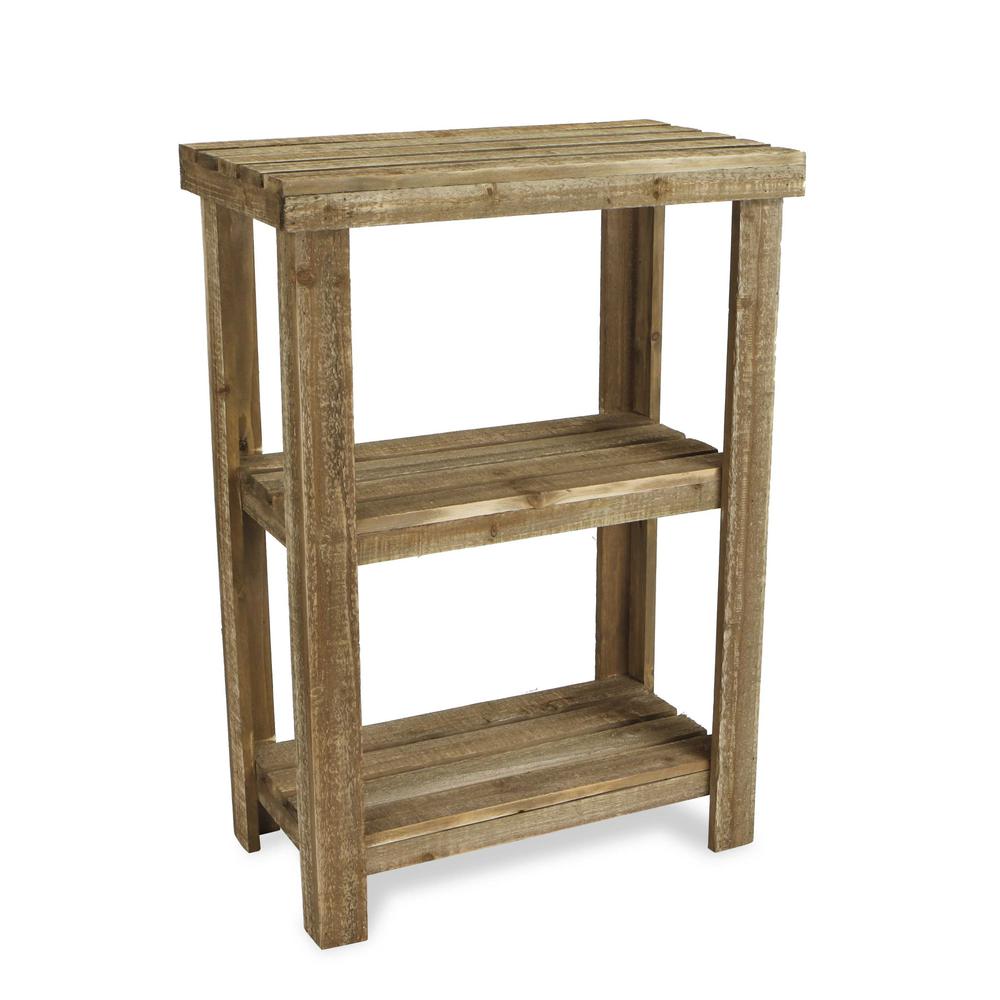 Rustic Natural Wood Finish 2 Shelf  Side Table - 379839. Picture 1