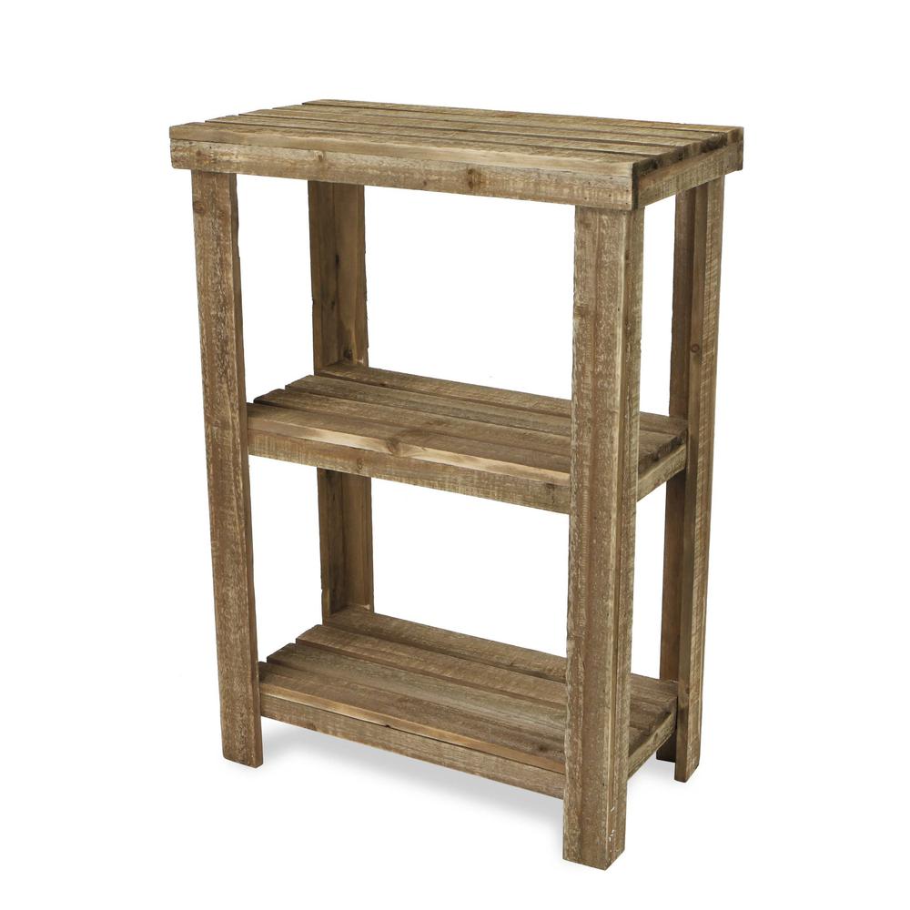 Rustic Natural Wood Finish 2 Shelf  Side Table - 379839. Picture 2
