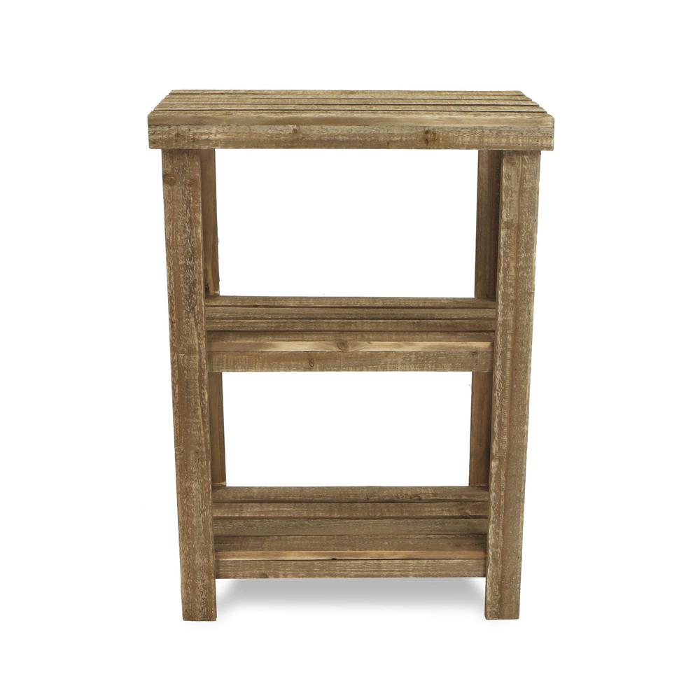 Rustic Natural Wood Finish 2 Shelf  Side Table - 379839. Picture 3