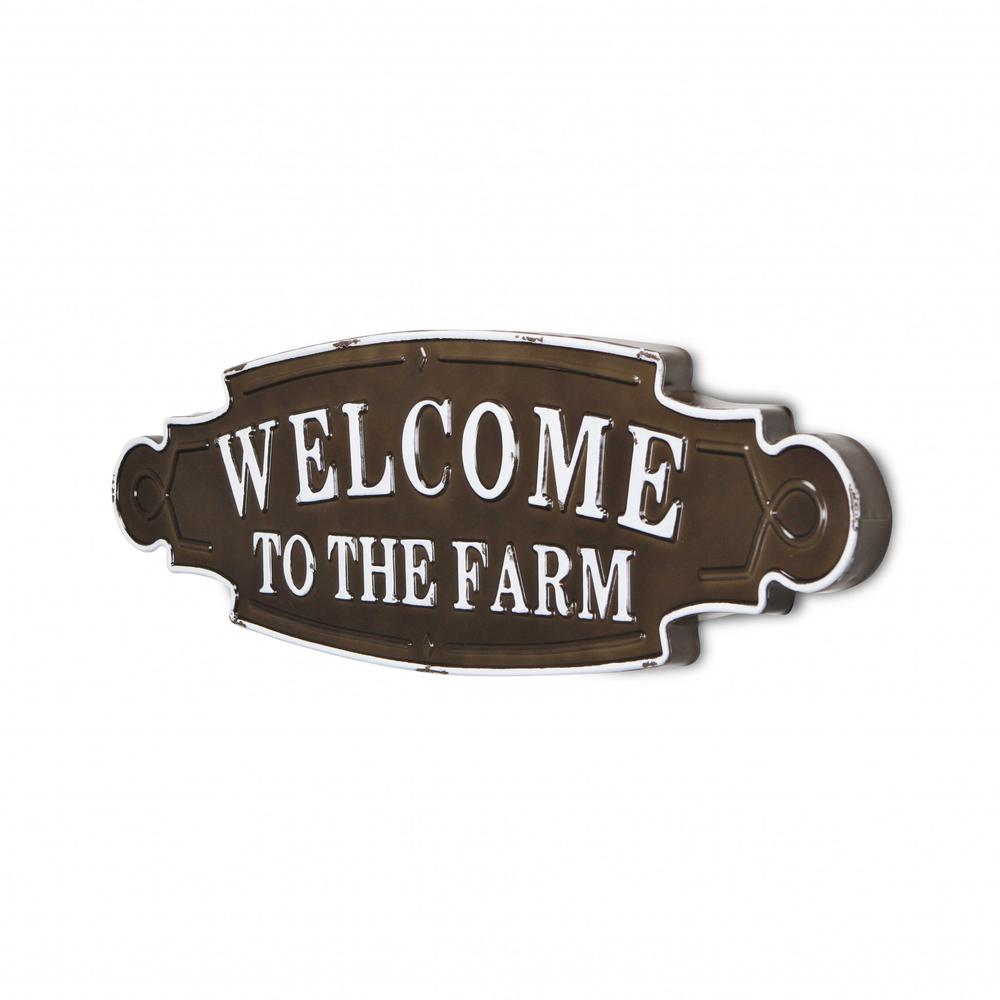 Welcome to the Farm Lacquered Black and White Metal Wall Art - 379842. Picture 2
