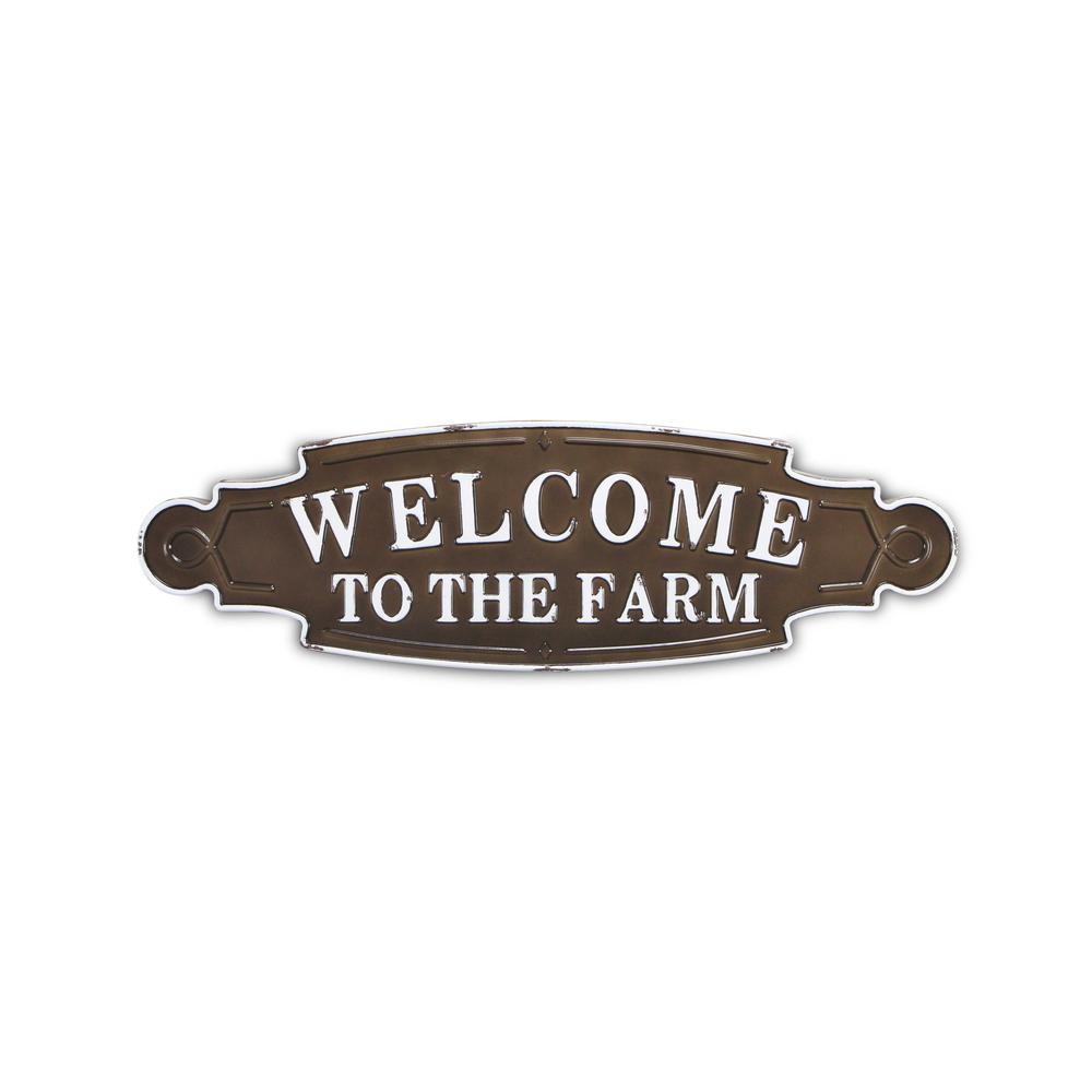 Welcome to the Farm Lacquered Black and White Metal Wall Art - 379842. Picture 3
