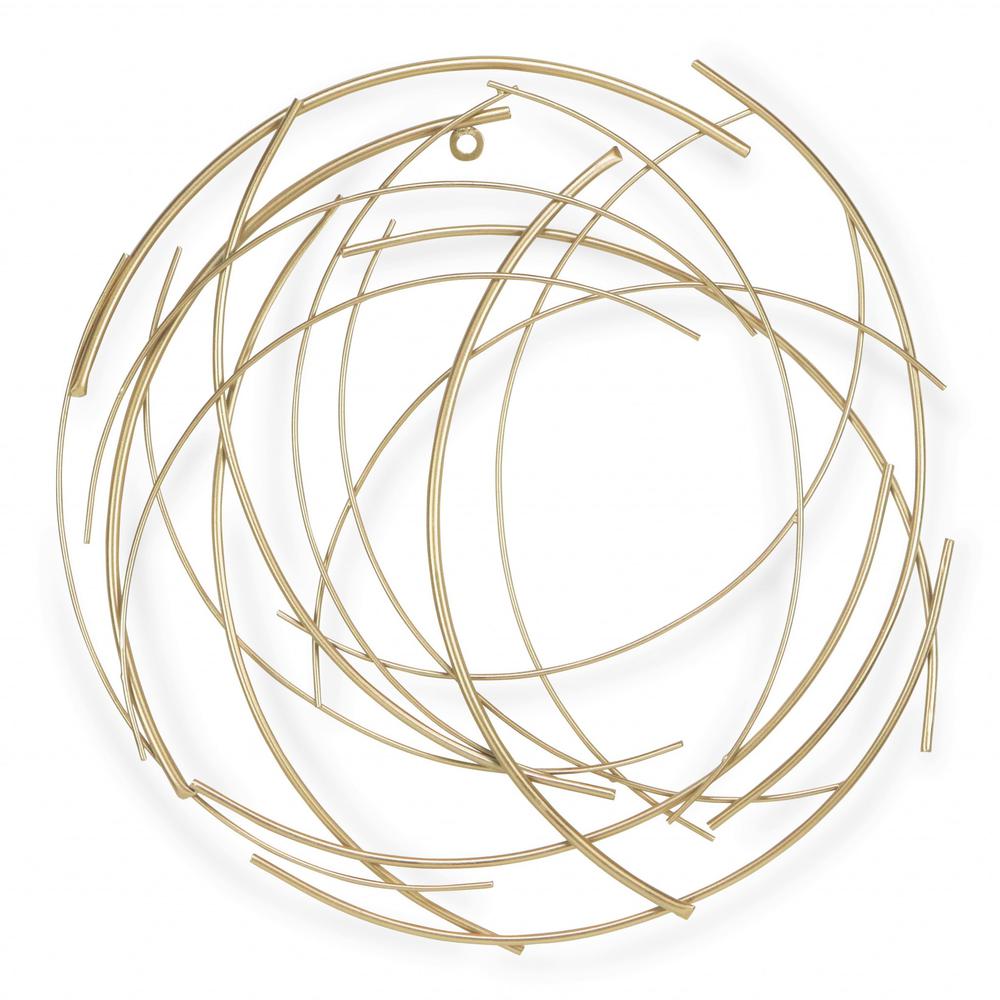Gold Metal Abstract Round hanging Wall Art Decor - 379845. Picture 3