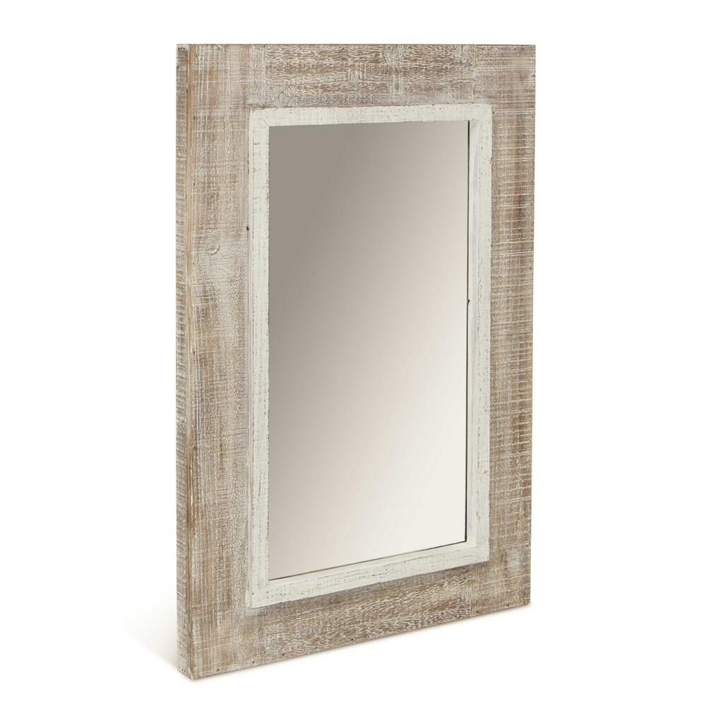 Rectangular Rustic White Wash Finish Wall Mirror - 379850. Picture 1