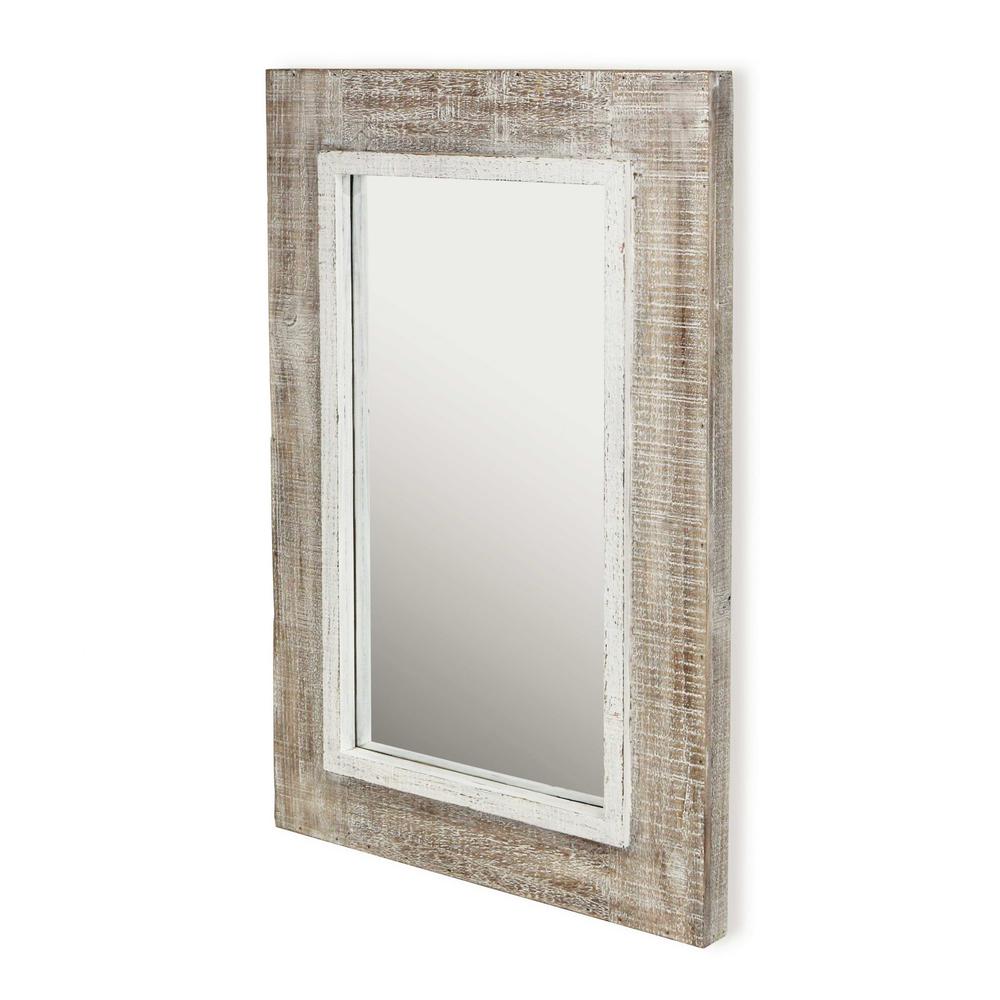Rectangular Rustic White Wash Finish Wall Mirror - 379850. Picture 2