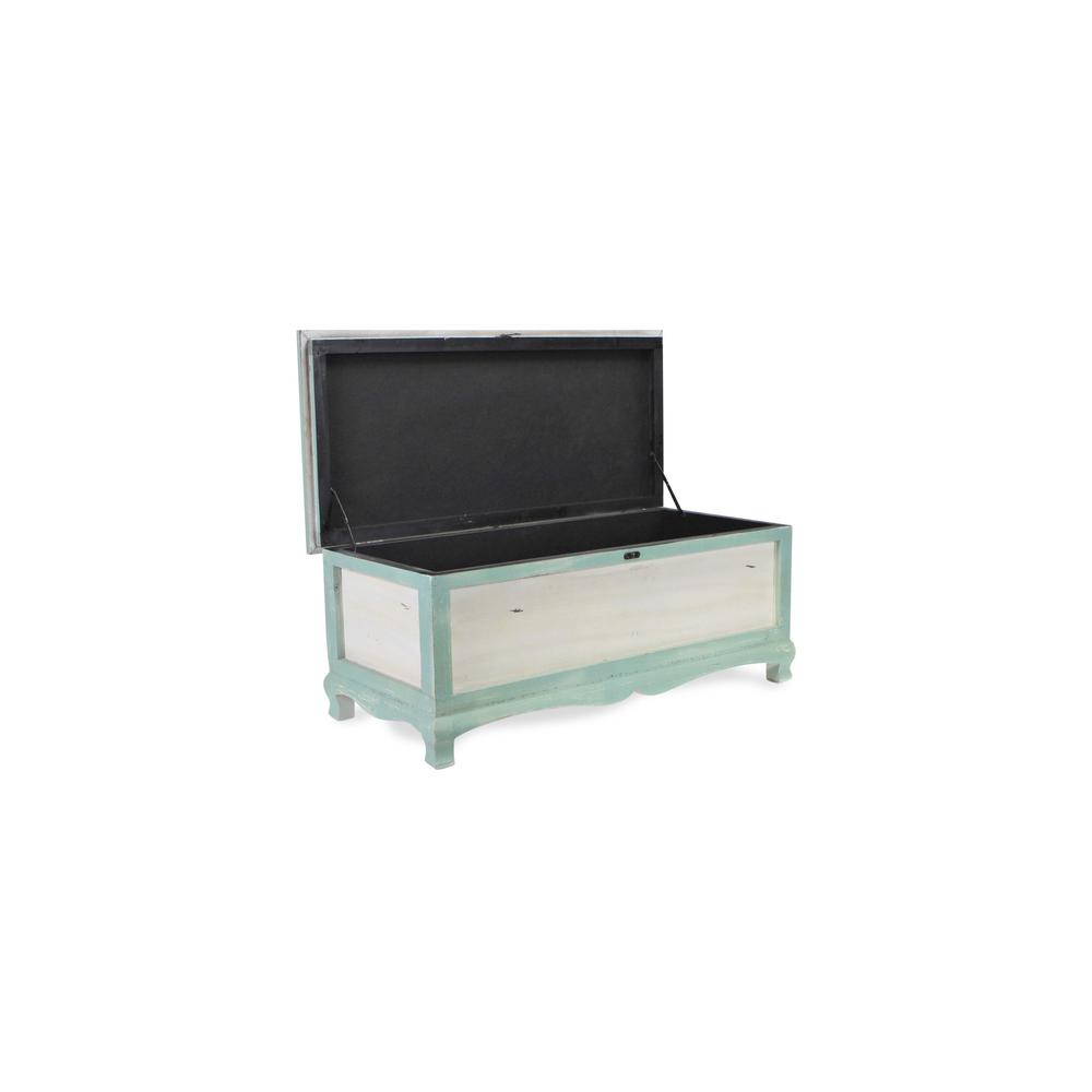 Rectangular Green Wooden with seat Cushion and inside Storage Bench - 379862. Picture 4