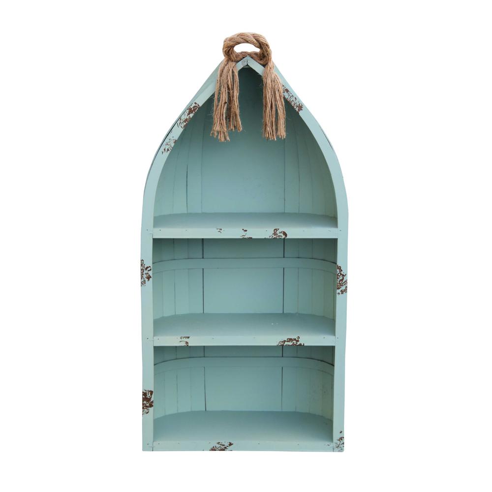 Distressed Blue Canoe Hanging Shelf - 379868. Picture 3