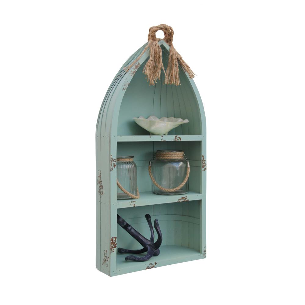 Distressed Blue Canoe Hanging Shelf - 379868. Picture 5