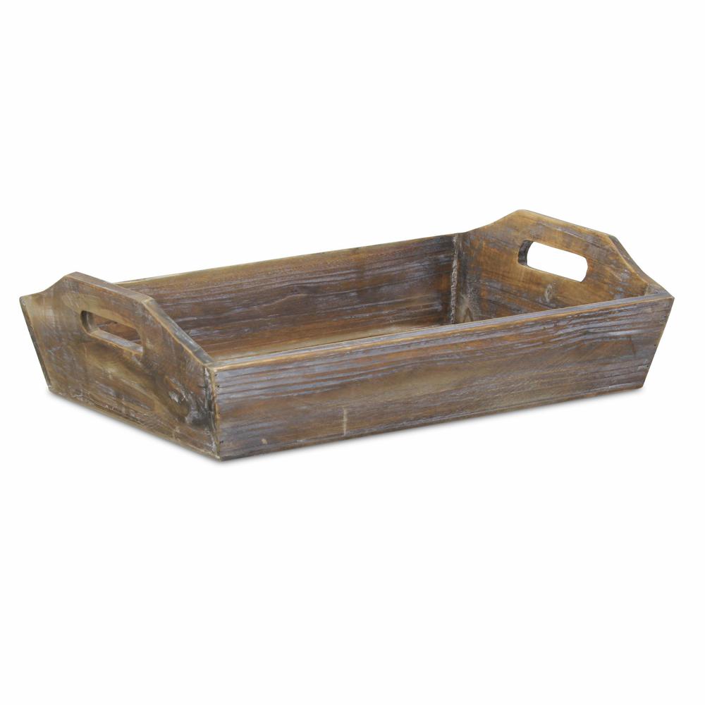 Dark Brown Finish Wood Serving Tray with Handles - 379869. The main picture.