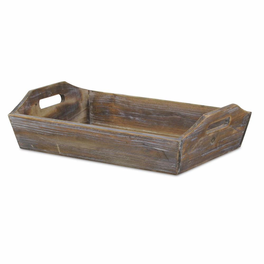 Dark Brown Finish Wood Serving Tray with Handles - 379869. Picture 2