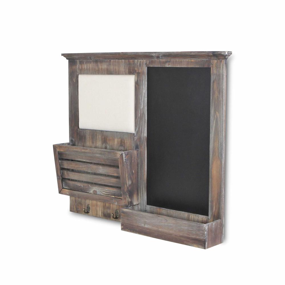 Gray Wooden Wall Chalkboard with Side Storage Basket - 379874. Picture 2