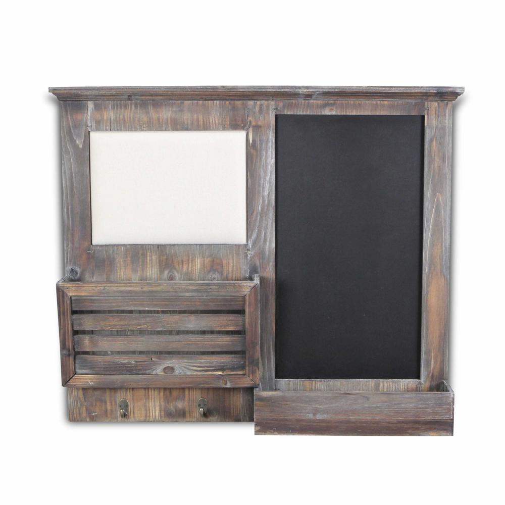 Gray Wooden Wall Chalkboard with Side Storage Basket - 379874. Picture 3