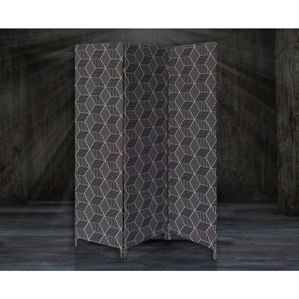 3 Panel Black Soft Fabric Finish Room Divider - 379910. Picture 2