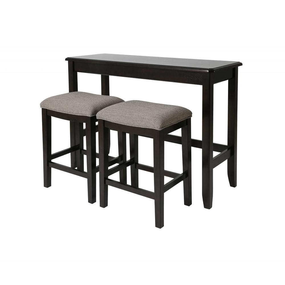 Perfecto Espresso Finish Sofa table with Two Bar Stools - 379938. Picture 1