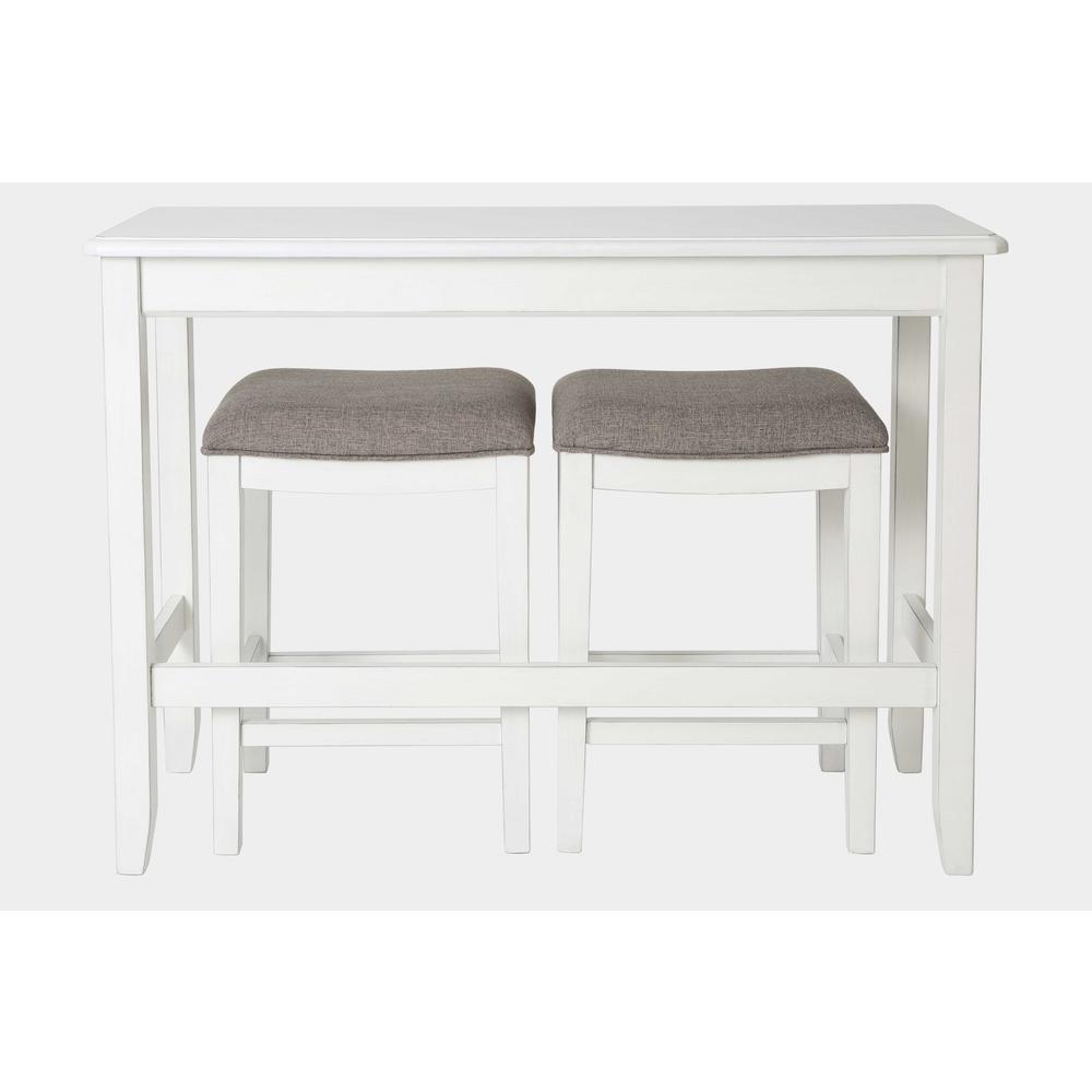 Perfecto White Finish Sofa table with Two Bar Stools - 379939. Picture 1