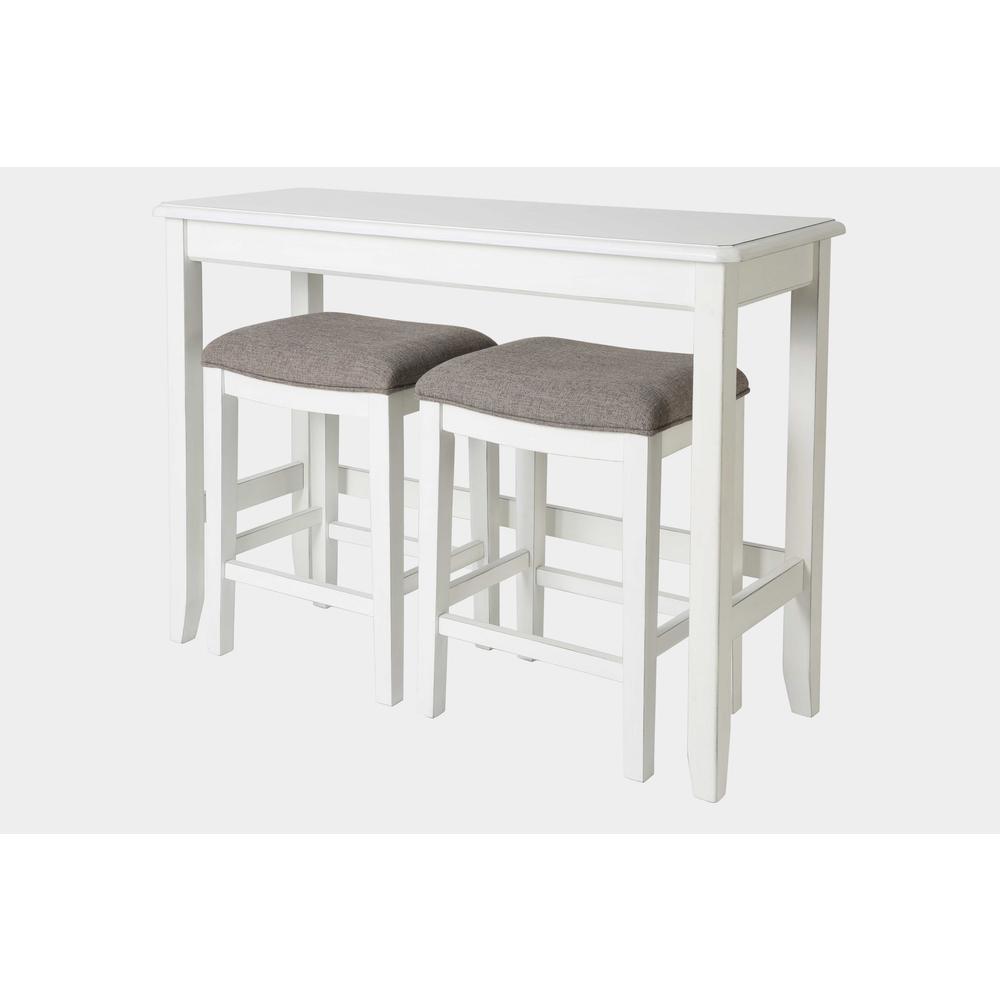 Perfecto White Finish Sofa table with Two Bar Stools - 379939. Picture 2