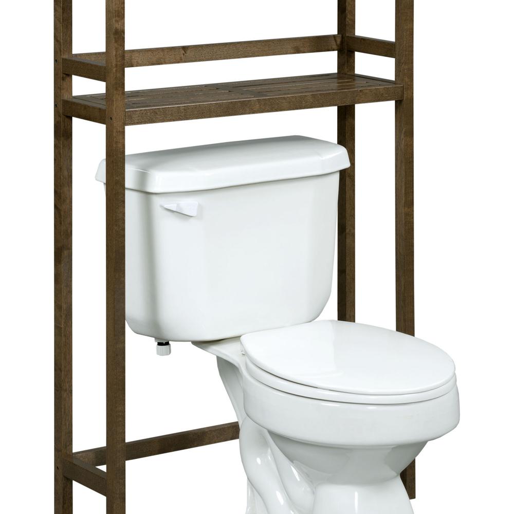 48" Chestnut Finish 2 Tier Solid Wood Over Toilet Organizer. Picture 3