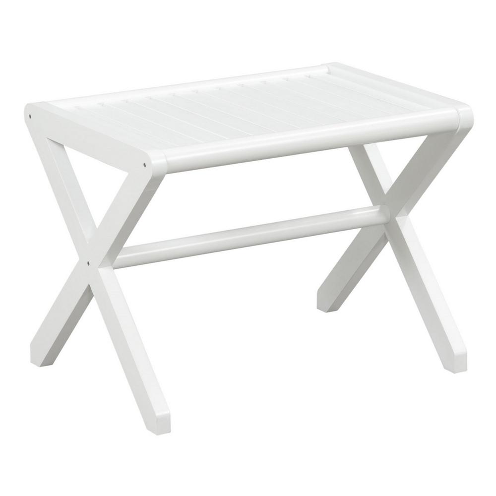 White Finish Solid Wood Bench - 380055. Picture 1